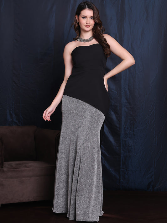 Exude Dazzle & Shine 2 Piece, Glitter Skirt With Black Strap Bodice Top