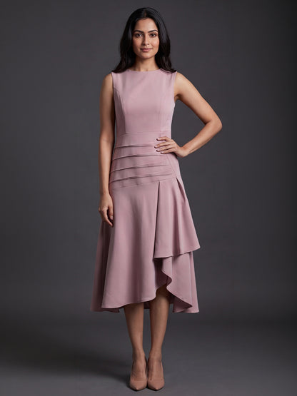Exude Women Lime Green Draped Wrap Midi Dress