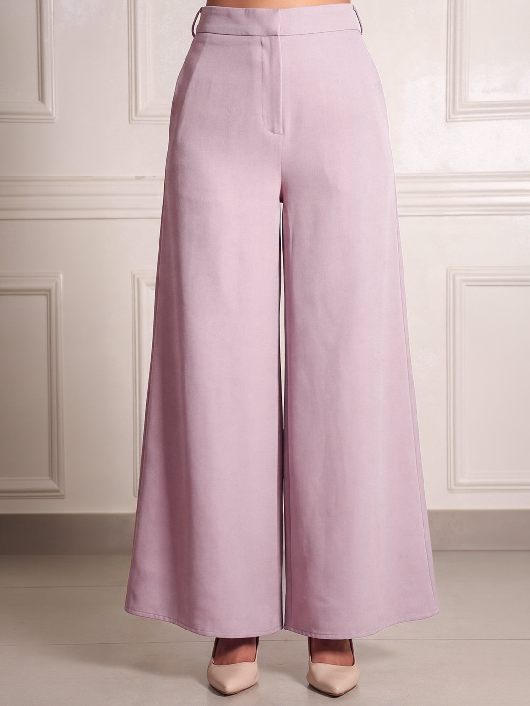 Exude Dusty Pink Palazzo Wide-Leg Trousers