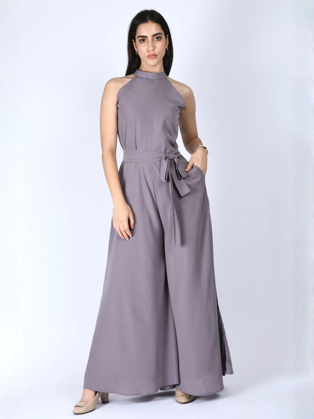 Exude Splendidness Extra Wide-Leg Jumpsuit (Lilac Grey)