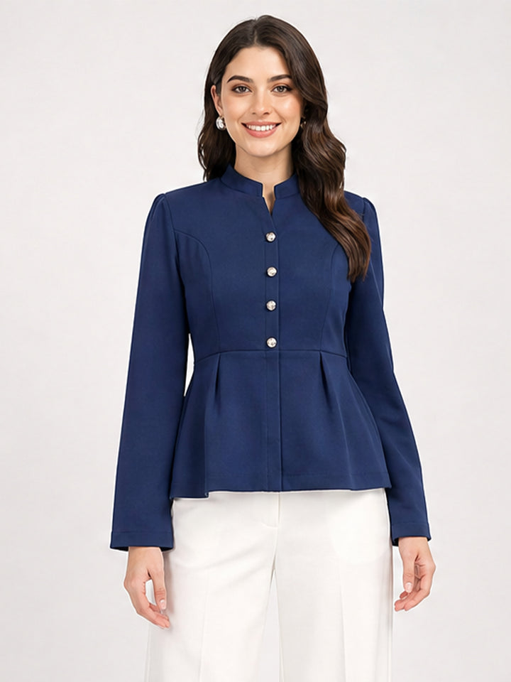 Navy Tailored Peplum Top