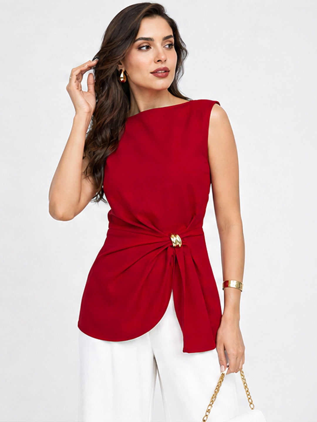 Scarlet Drape Detail Sleeveless Top
