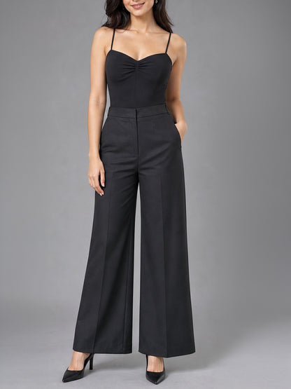 Black High-Waist Wide Leg Trousers