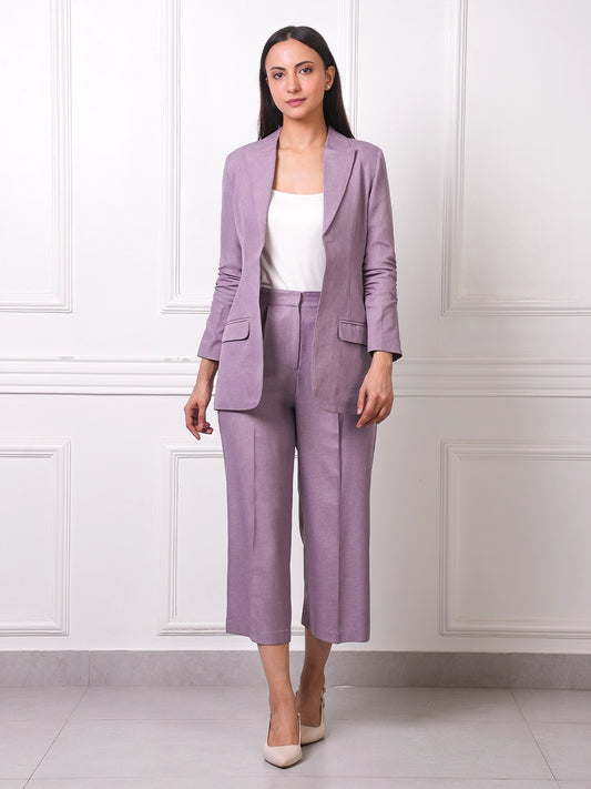 Lilac Linen Blazer & Culottes Co-ord Set