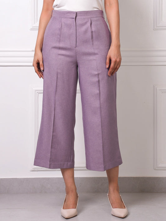 Lilac Linen Pleated Culottes