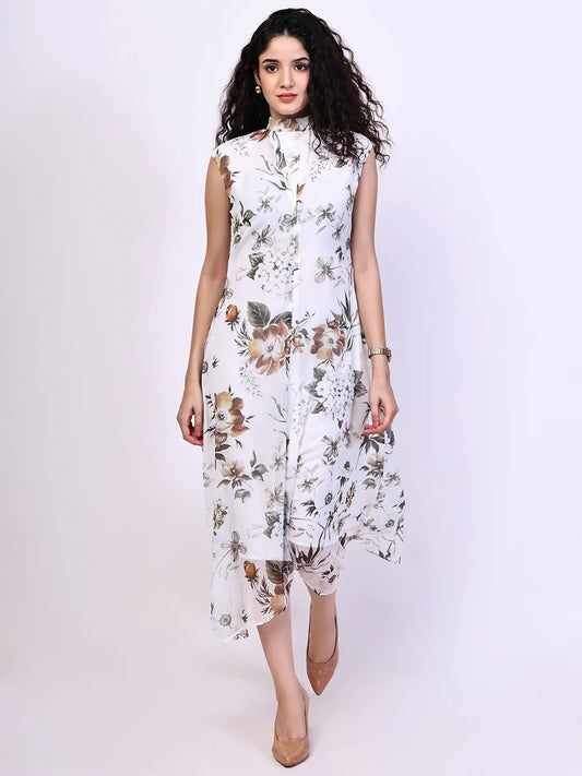 Exude Vibrance Open Back Midi Dress (White)