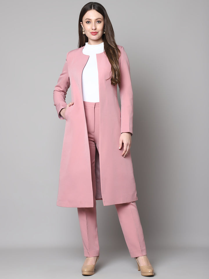 Exude Crowned Confidence Long Blazer Dusty Pink Blazers