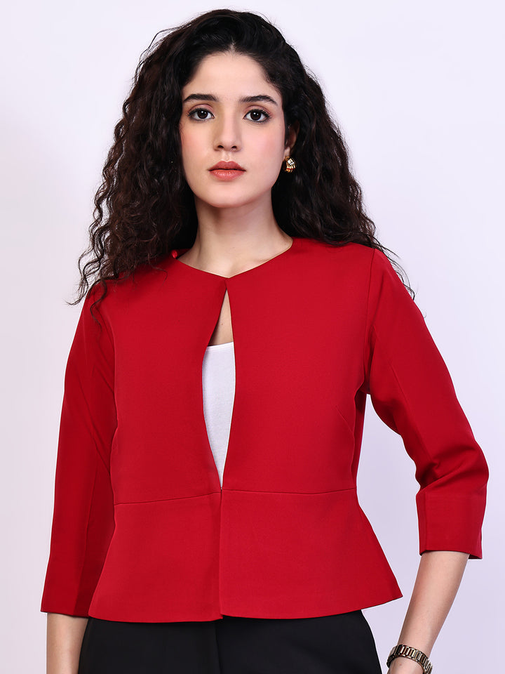 Exude Reign Peplum Short Blazer Red Blazers