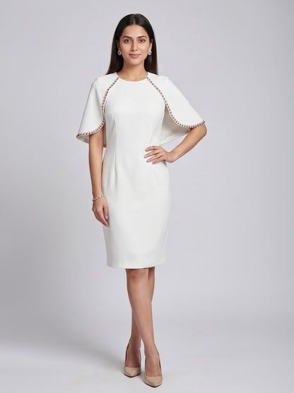 Exude Ivory Grace Cape Dress