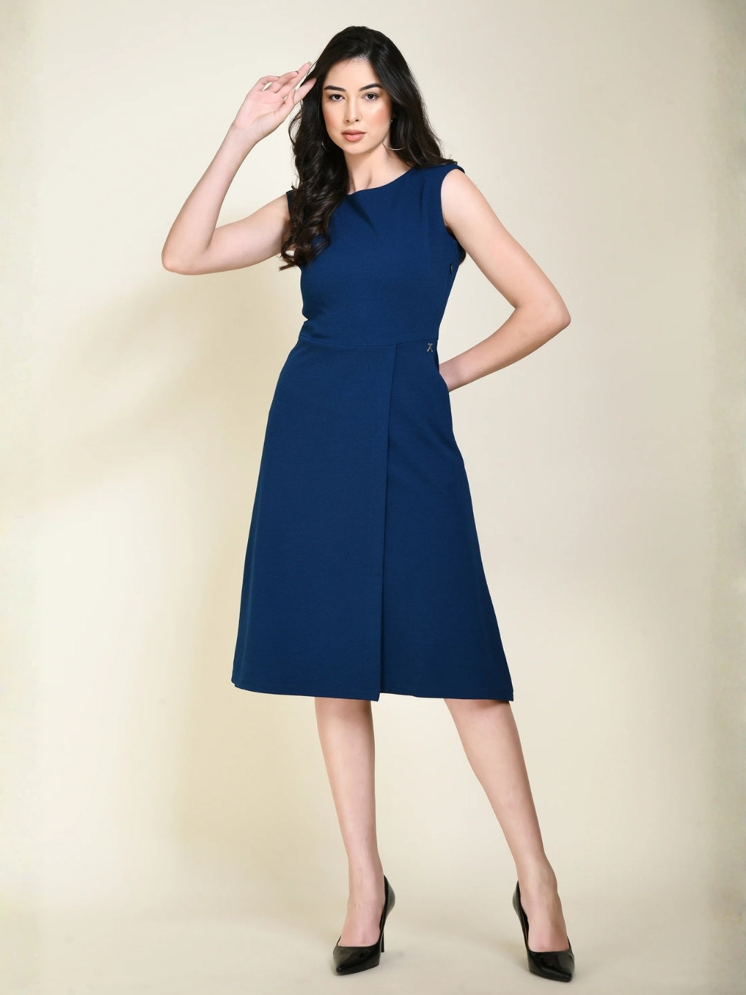Exude Pride A-line Wrap Dress (Royal Blue)