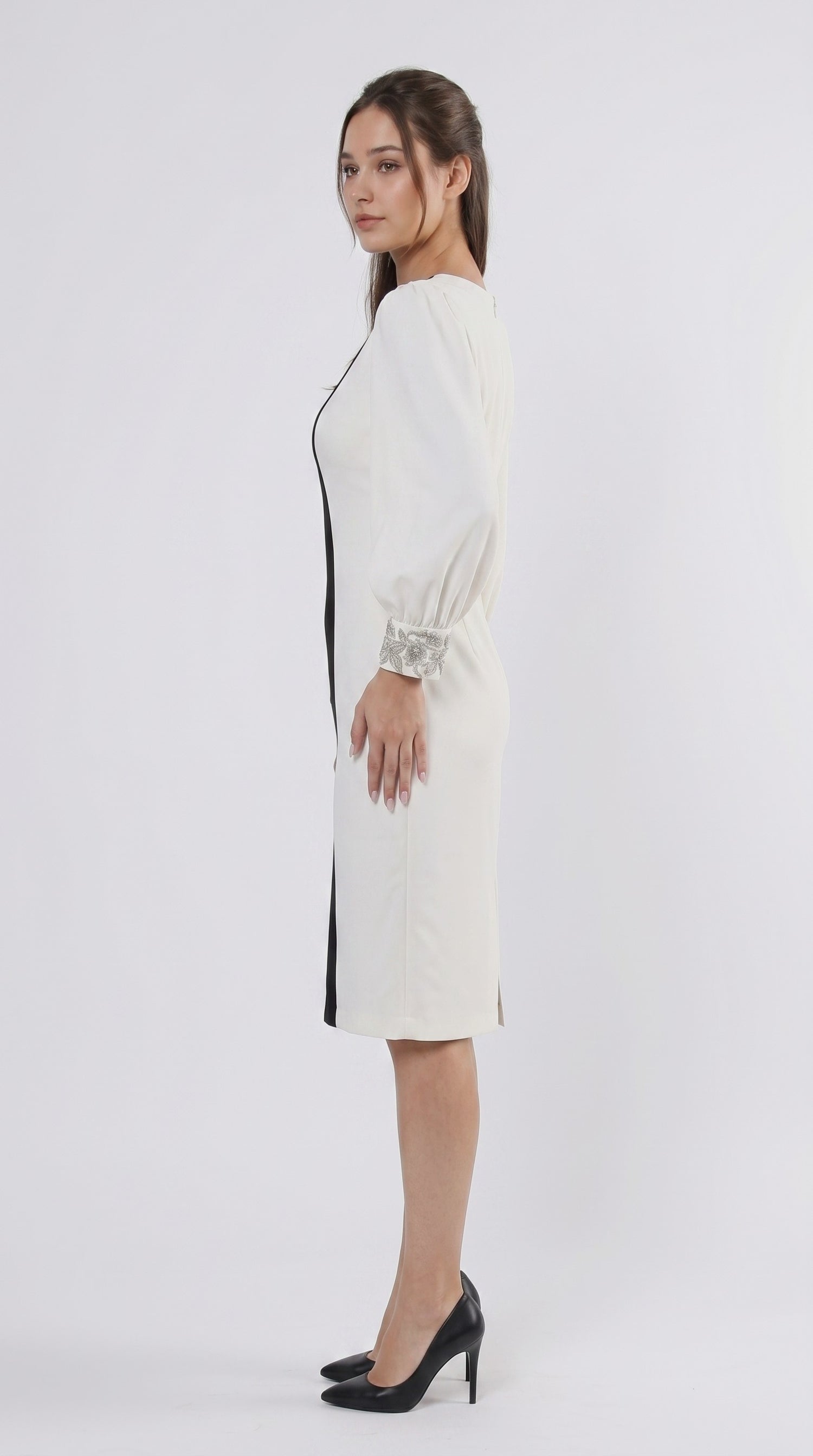 Exude Monochrome Muse Panel Midi Dress