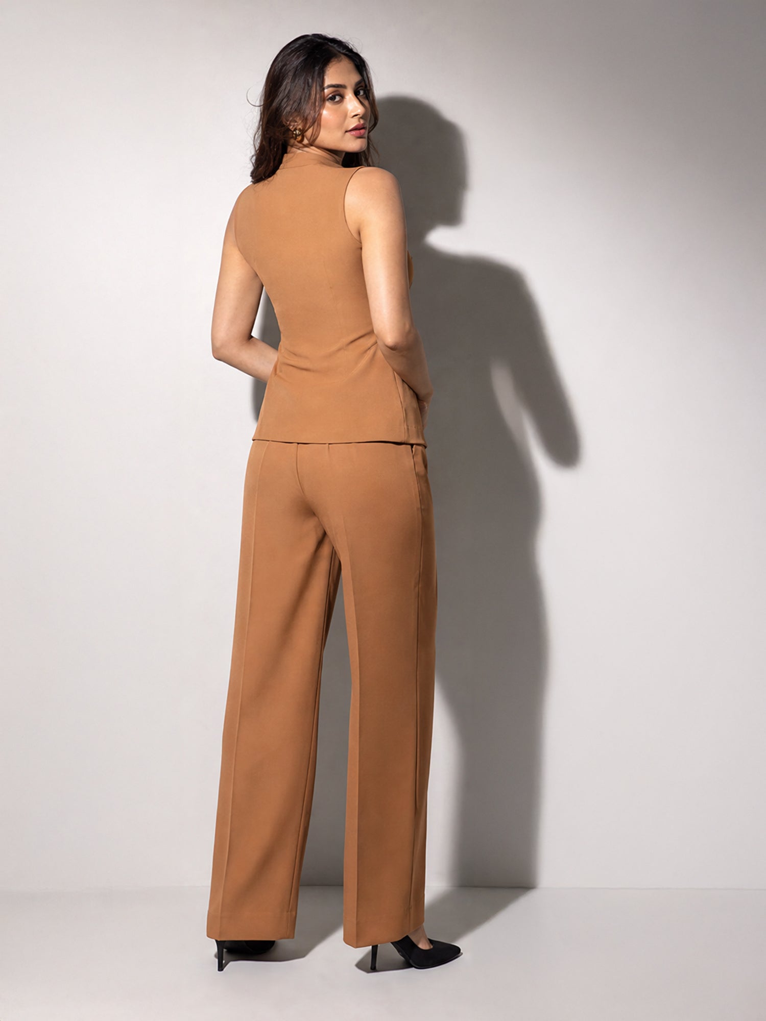 Zip-Front Waistcoat &amp; Wide-Leg Trouser Set