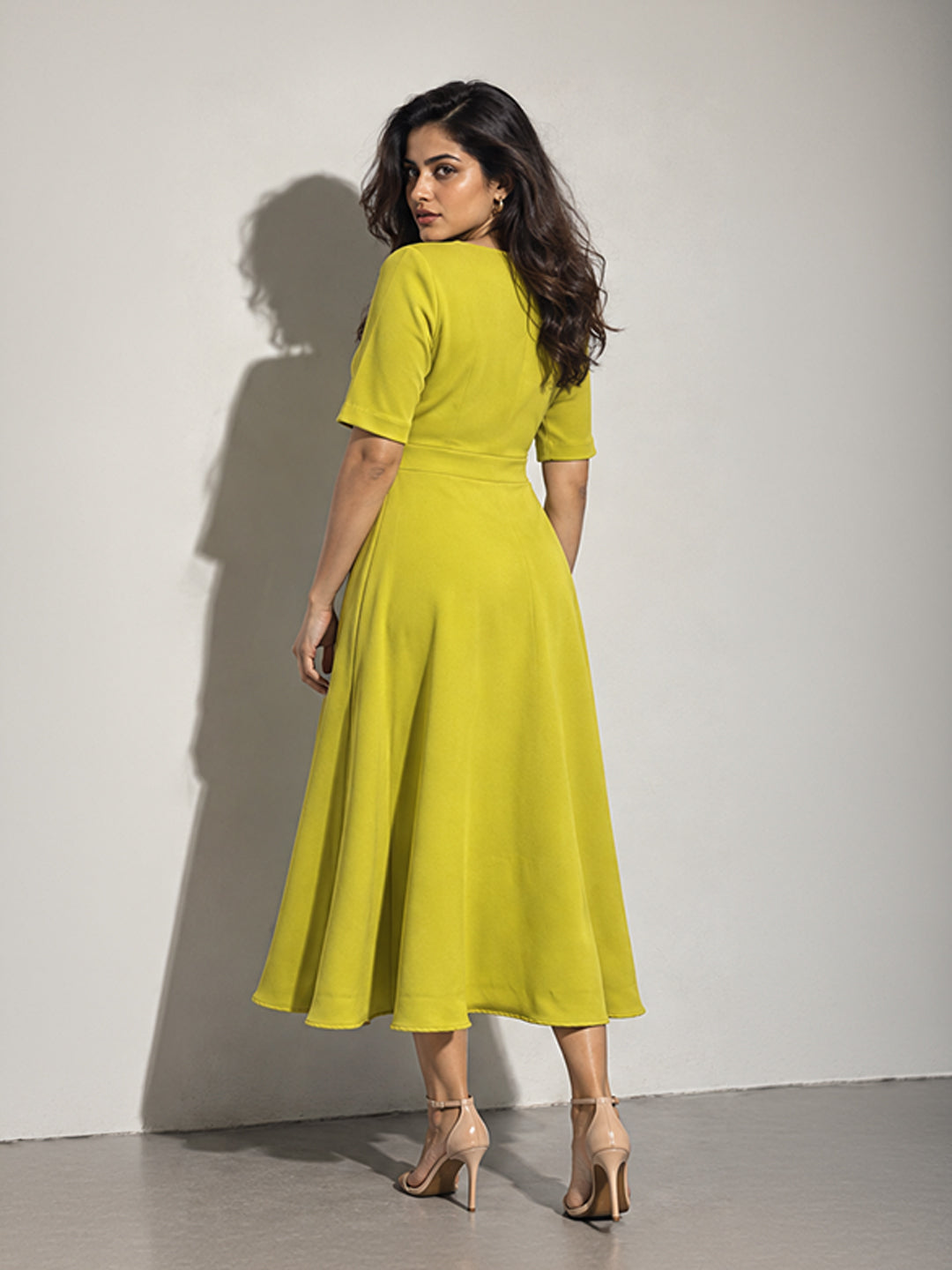 Exude Epitome Classic A-line Dress (Lime)