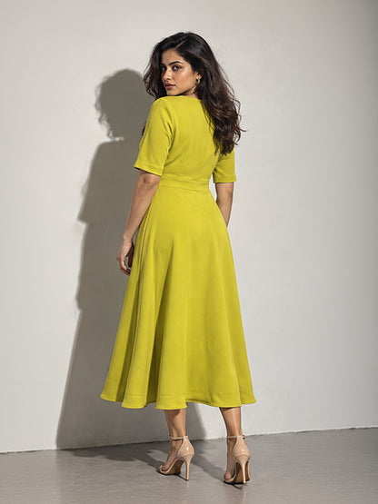 Exude Epitome Classic A-line Dress (Lime)
