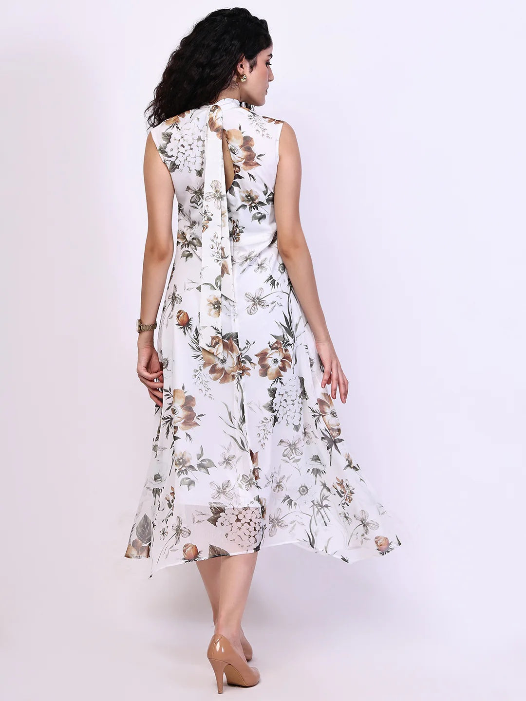 Exude Vibrance Open Back Midi Dress White Dresses