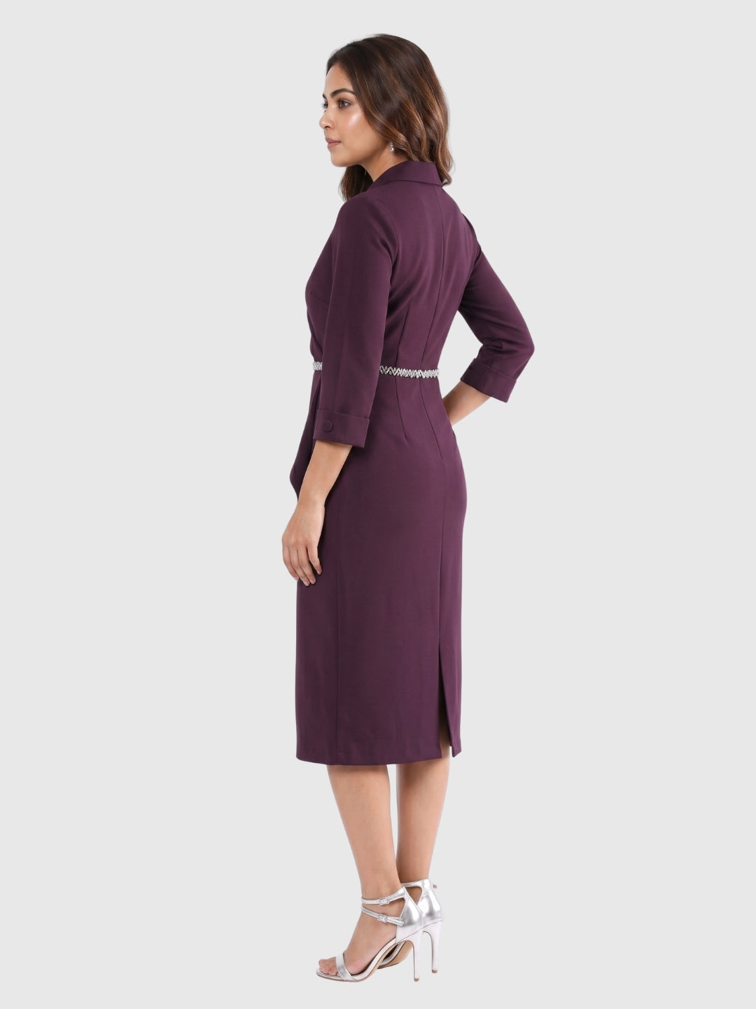 Exude Plum Luxe Wrap Midi Dress