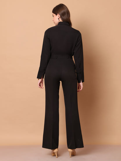 Exude Reign Supreme Shirt with Tie Paired with Matching Bootcut Trouser (Black)