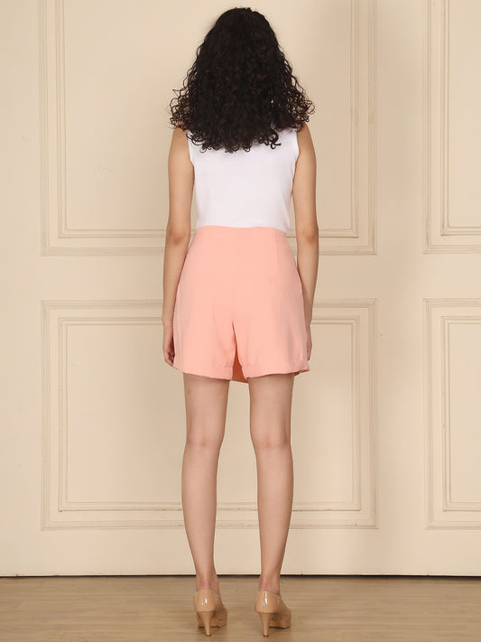 Exude Coral Linen Skorts