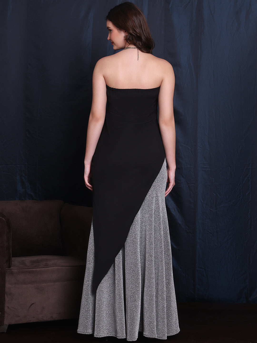 Exude Dazzle &amp; Shine 2 Piece, Glitter Skirt With Black Strap Bodice Top