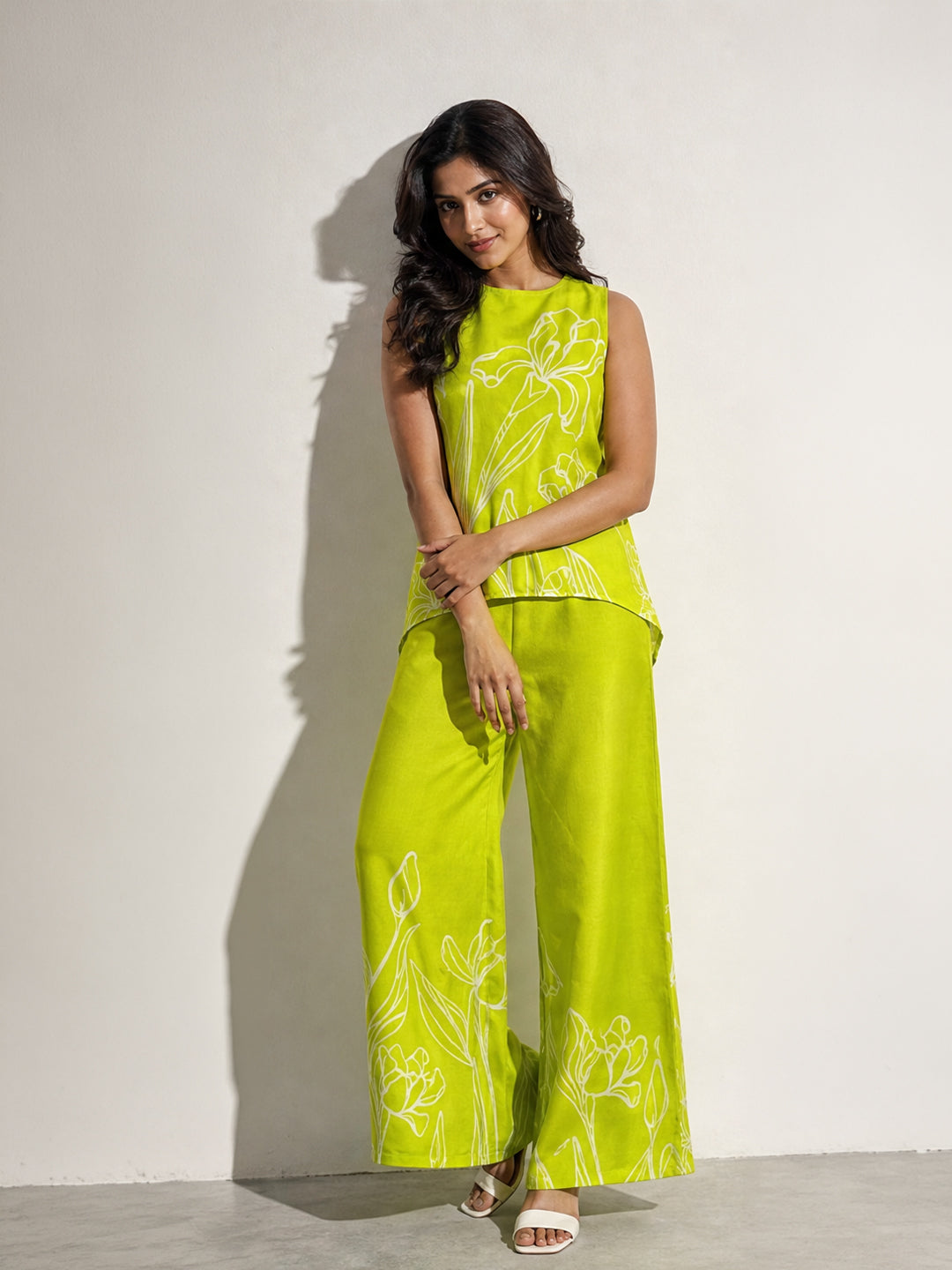 Botanical Print Sleeveless Co-ord Set