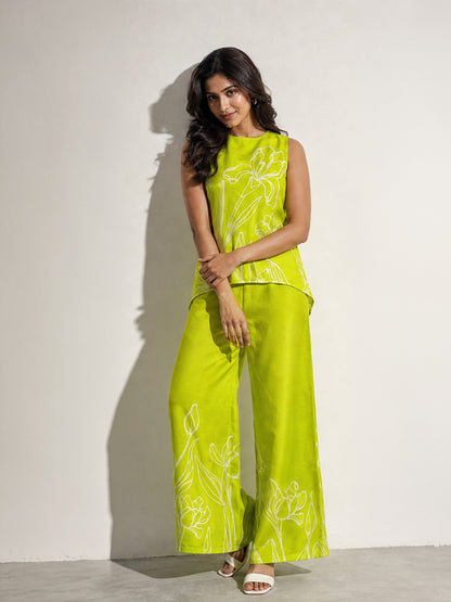 Botanical Print Sleeveless Co-ord Set