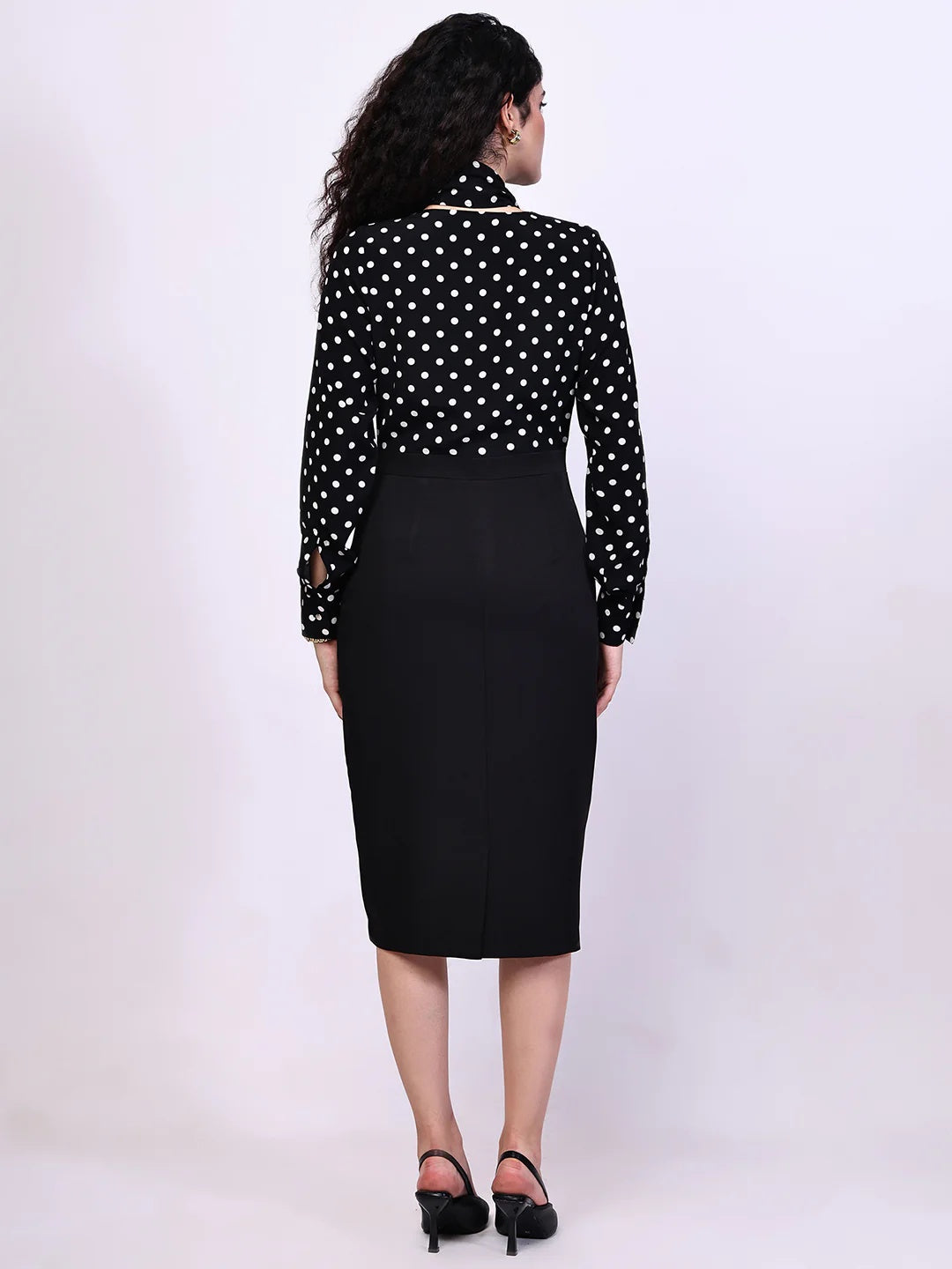 Exude Polka Dots Drape Dress 
