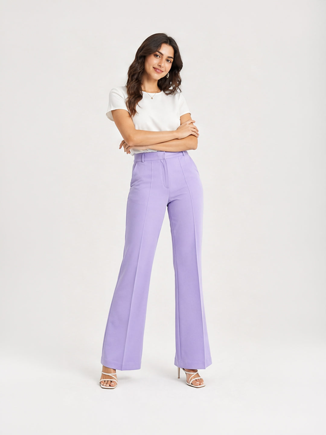 High-Waist Flared Trousers