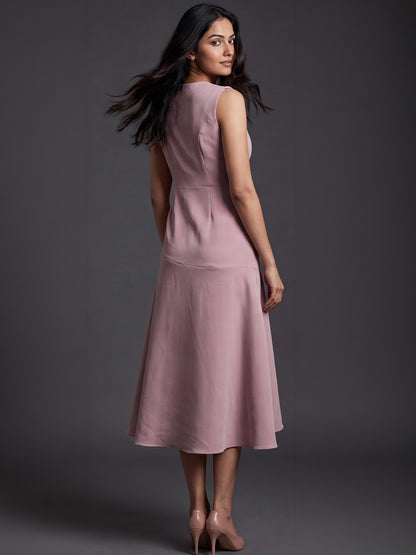 Exude Women Lime Green Draped Wrap Midi Dress