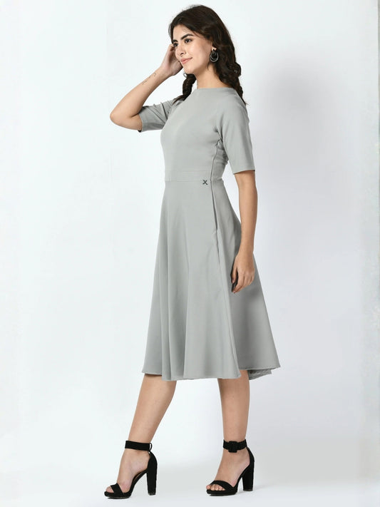 Exude Epitome Classic A-line Dress (Grey)