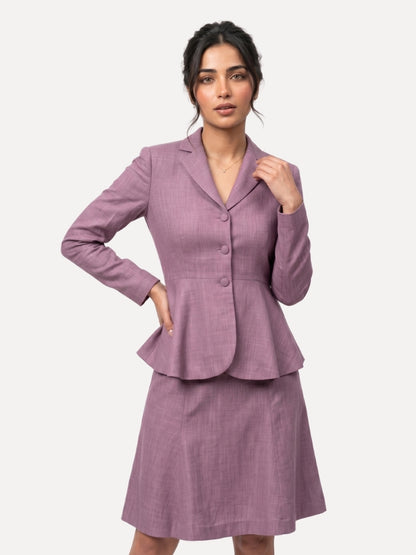 Lilac Linen A-Line Blazer &amp; Skirt Set