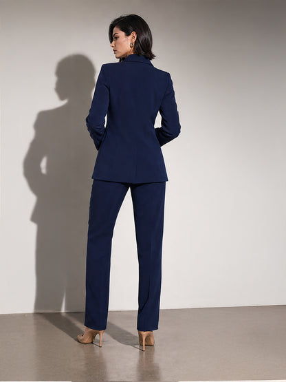 Exude Radiant Reverie Blazer Suit with Trousers (Navy)