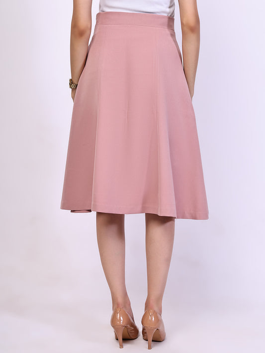 Exude Loyalty Solid A-line Skirt (Dusky Pink)