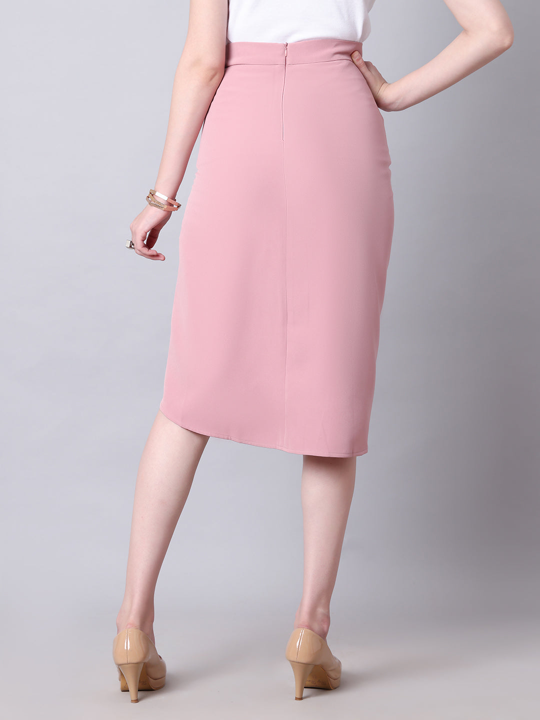 Exude Dramatic Drape, Draped wrap skirt (Dusty Pink)