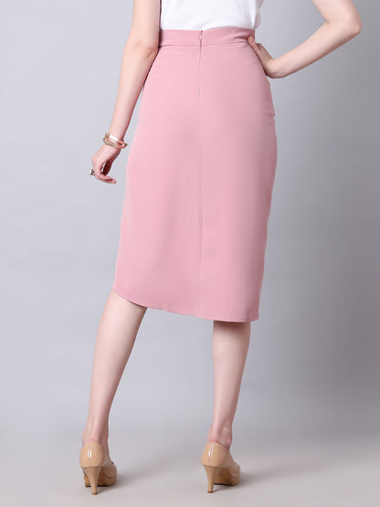 Exude Dramatic Drape, Draped wrap skirt (Dusty Pink)