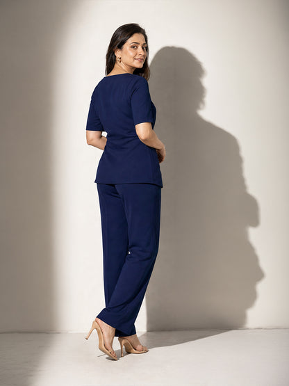 Navy Knot-Detail Co-ord Set
