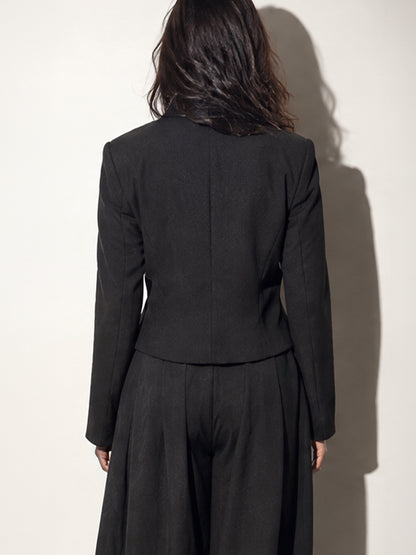 Black Cropped Stand-Collar Blazer