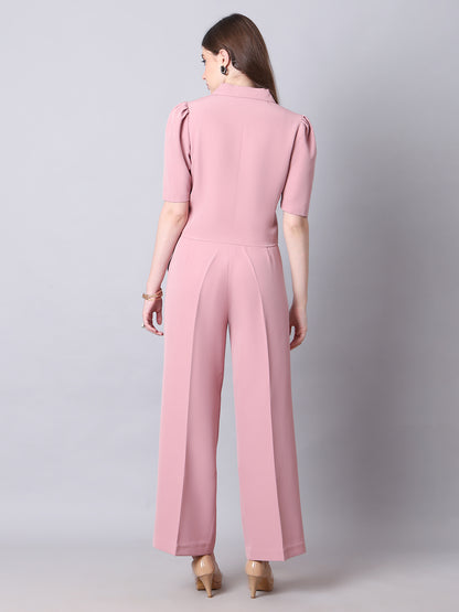 Exude Fierce &amp; Fabulous Crop Blazer and Wide Leg Trousers (Pink)