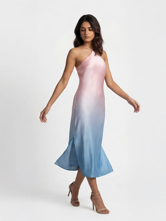 Blush Ombre Satin Dress