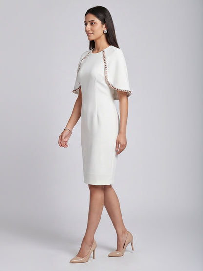 Exude Ivory Grace Cape Dress