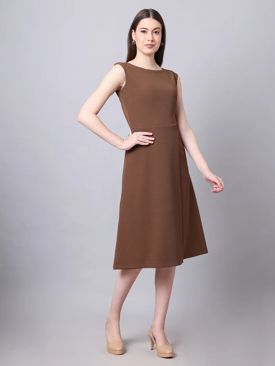 Exude Pride A-line Wrap Dress Coffee 