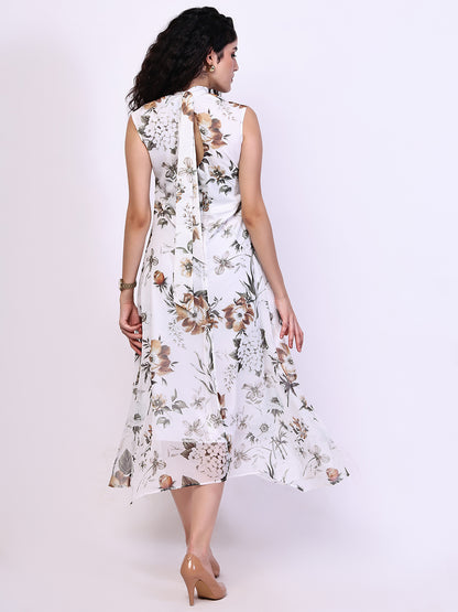 Exude Vibrance Open Back Midi Dress (White)