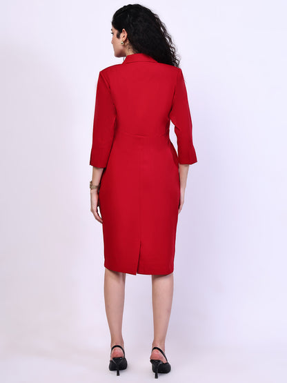 Exude Wonder Blazer Sheath Dress (Red)