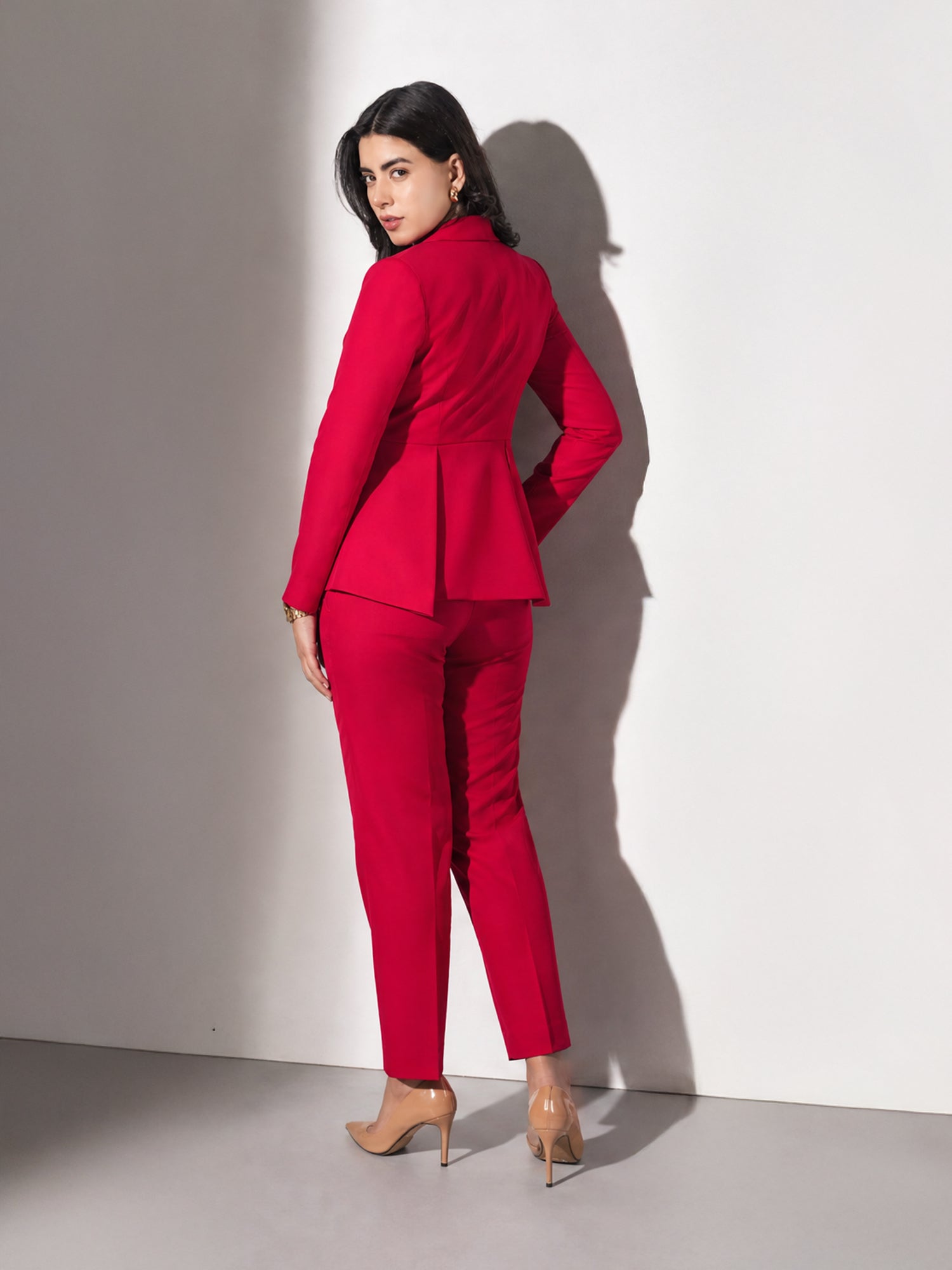Exude Power Peplum Blazer with tapered straight pants