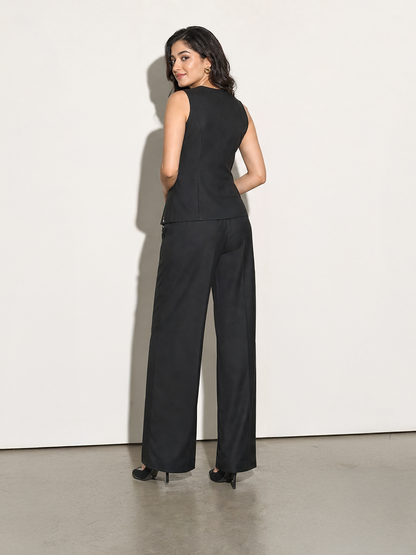 Exude Golden Hour Glam 2 Piece Suiting Fabric Set With Gold Button Detail