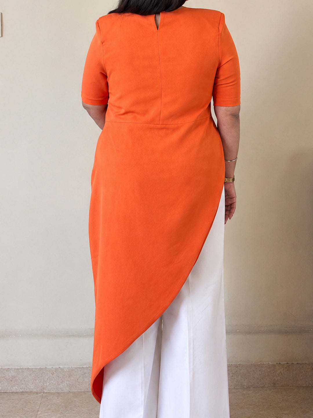 Orange Asymmetric Longline Top