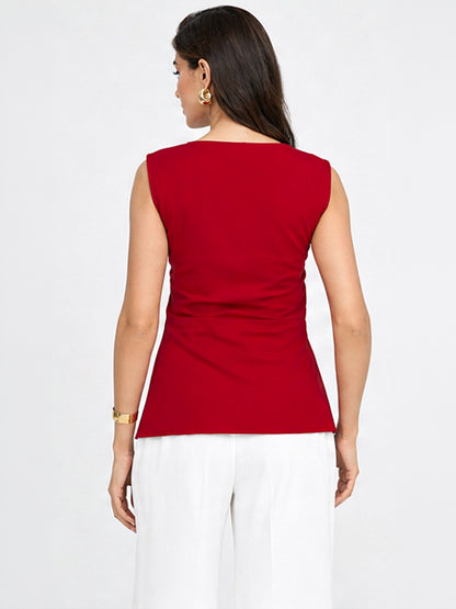 Scarlet Drape Detail Sleeveless Top