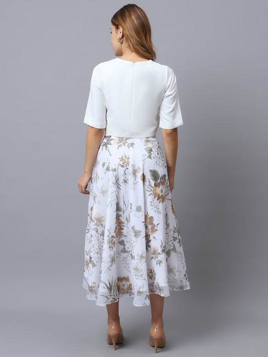 Exude White Bloom Co-ord with Skirt and Top