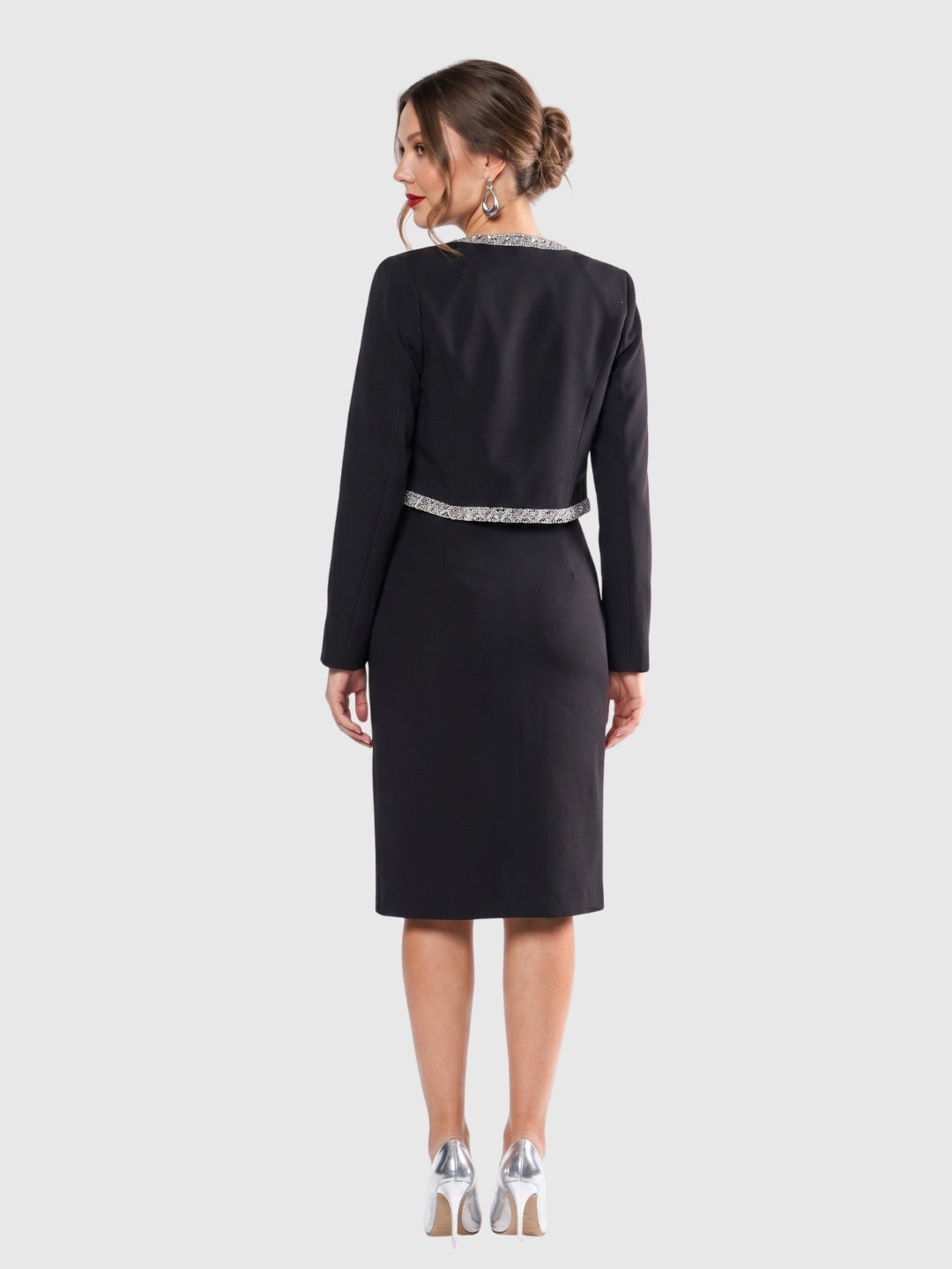 Exude Aria Black Embellished Cropped Blazer