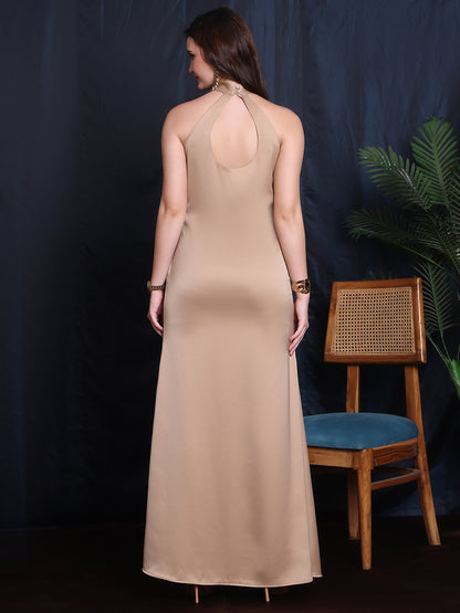 Exude Midnight Luxe Halter Neck Satin Gown