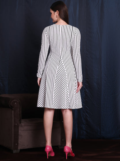 Exude Gleam &amp; Grace A-line Dress With Unique Paneled Skirt Detailing